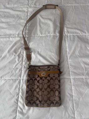Coach Leather Patch Crossbody in Brown and Lavender
